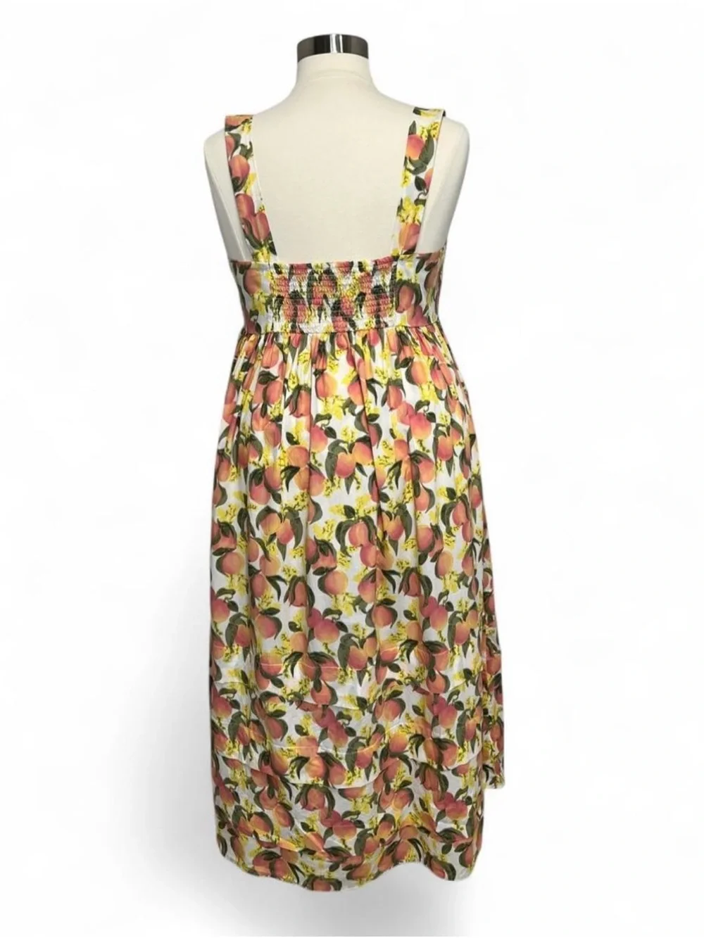 J.Crew Cotton Poplin Squareneck Midi Sun Dress- Peach print